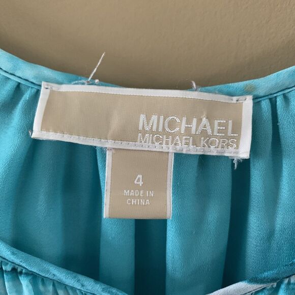 Michael Michael Kors Women's Dress Size 4 Long Sleeve Turquoise Round Neck - Picture 3 of 6